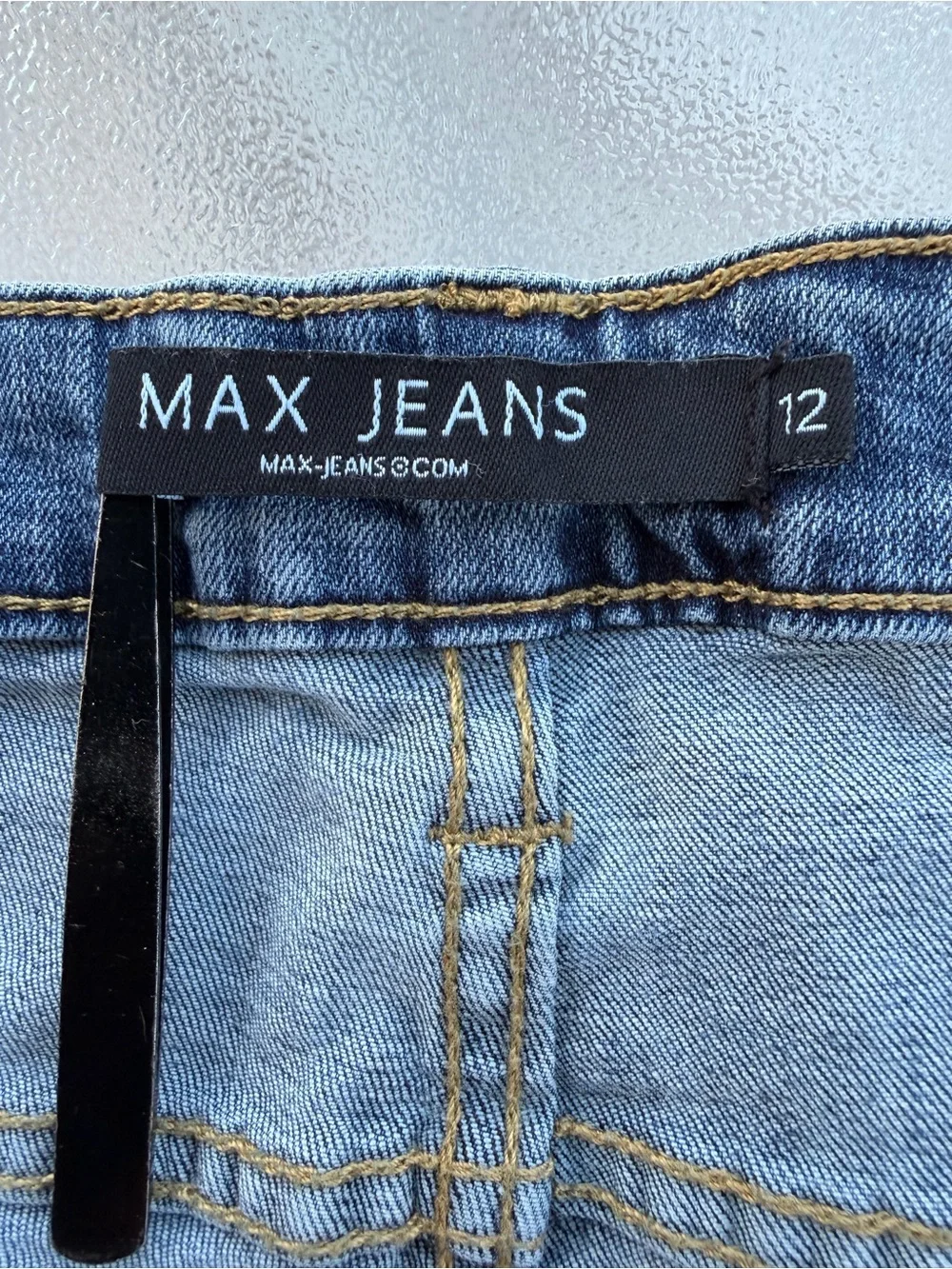 Max Jeans Blue Wash Boyfriend Tapered Leg Mid-Rise Skinny Jeans ~ Women’s 12 - Picture 7 of 9